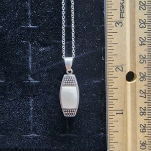 Vintage Sterling Silver/White Jade Pendant & Necklace Tested+